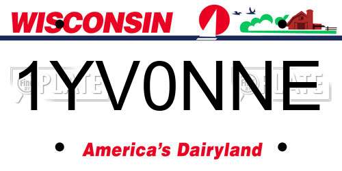 1YV0NNE Wisconsin License Plate