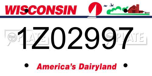 1Z02997 Wisconsin License Plate