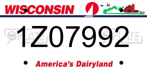 1Z07992 Wisconsin License Plate