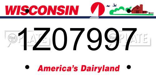 1Z07997 Wisconsin License Plate