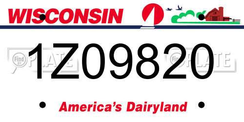 1Z09820 Wisconsin License Plate
