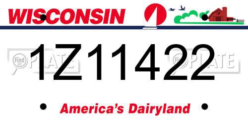1Z11422 Wisconsin License Plate