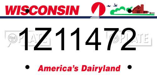 1Z11472 Wisconsin License Plate