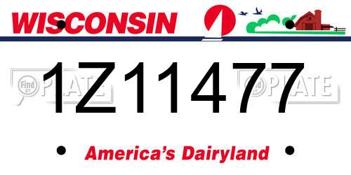 1Z11477 Wisconsin License Plate