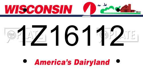 1Z16112 Wisconsin License Plate