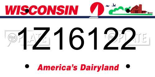 1Z16122 Wisconsin License Plate