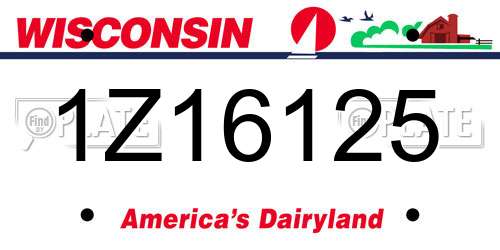 1Z16125 Wisconsin License Plate