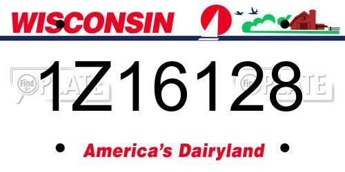 1Z16128 Wisconsin License Plate