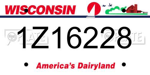 1Z16228 Wisconsin License Plate