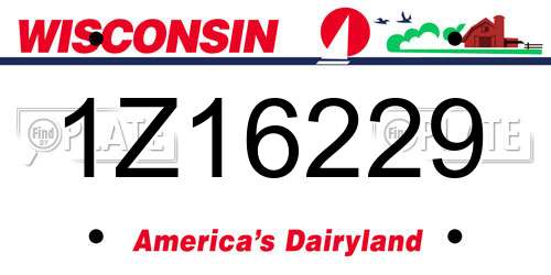 1Z16229 Wisconsin License Plate
