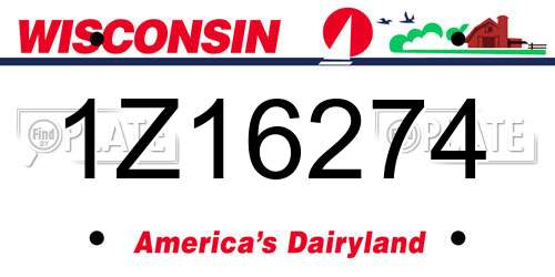 1Z16274 Wisconsin License Plate
