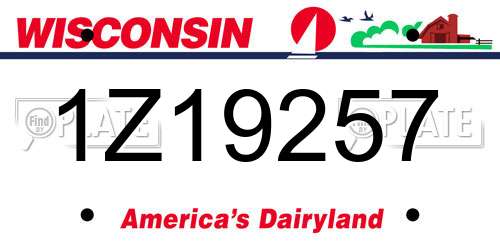1Z19257 Wisconsin License Plate