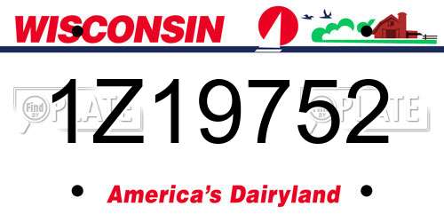 1Z19752 Wisconsin License Plate