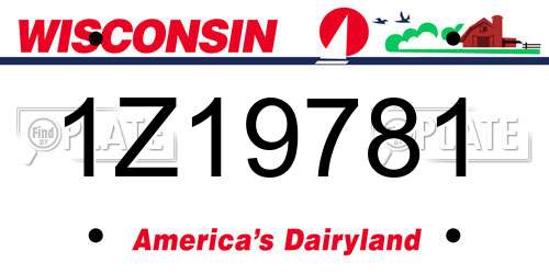 1Z19781 Wisconsin License Plate