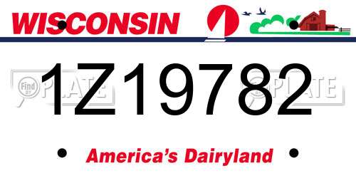 1Z19782 Wisconsin License Plate