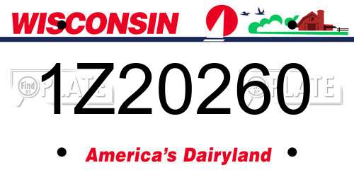 1Z20260 Wisconsin License Plate