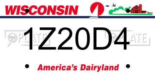 1Z20D4 Wisconsin License Plate