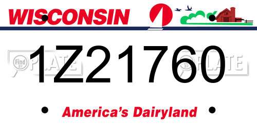 1Z21760 Wisconsin License Plate