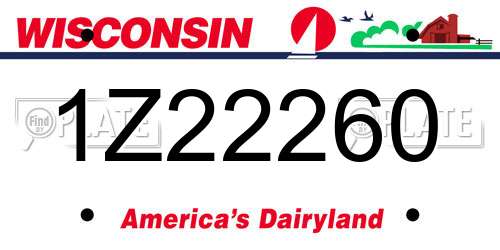 1Z22260 Wisconsin License Plate