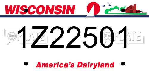 1Z22501 Wisconsin License Plate