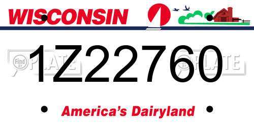 1Z22760 Wisconsin License Plate