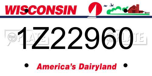 1Z22960 Wisconsin License Plate