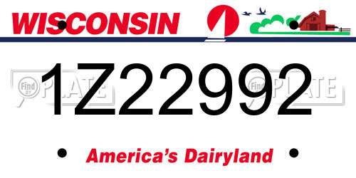 1Z22992 Wisconsin License Plate