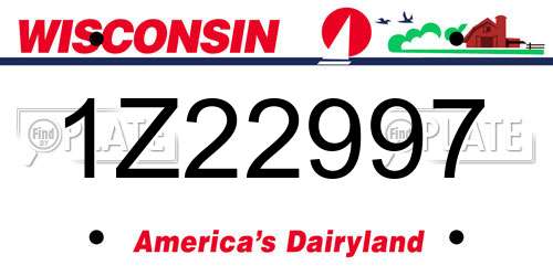 1Z22997 Wisconsin License Plate