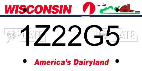 1Z22G5 Wisconsin License Plate