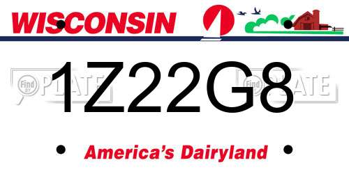 1Z22G8 Wisconsin License Plate