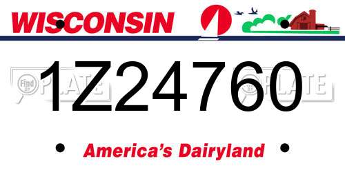 1Z24760 Wisconsin License Plate