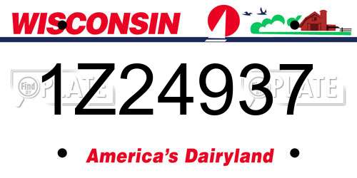 1Z24937 Wisconsin License Plate