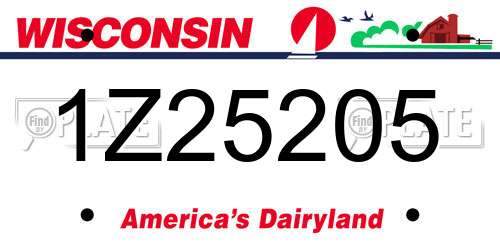 1Z25205 Wisconsin License Plate