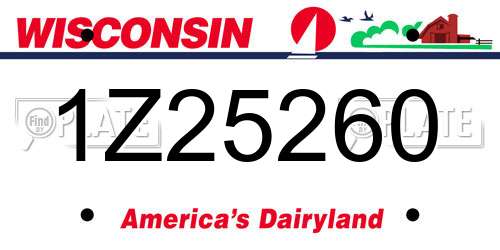 1Z25260 Wisconsin License Plate