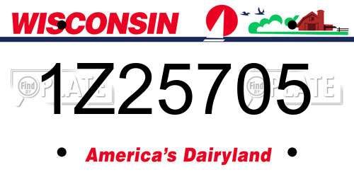 1Z25705 Wisconsin License Plate