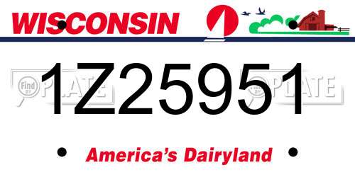 1Z25951 Wisconsin License Plate