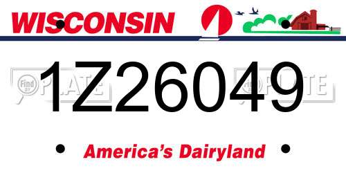 1Z26049 Wisconsin License Plate