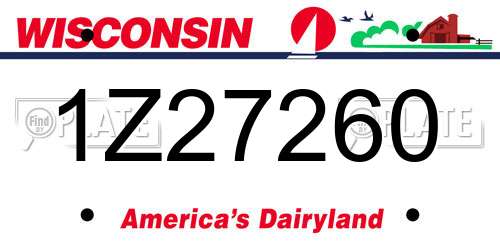 1Z27260 Wisconsin License Plate