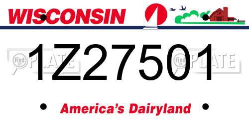 1Z27501 Wisconsin License Plate