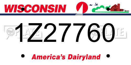 1Z27760 Wisconsin License Plate