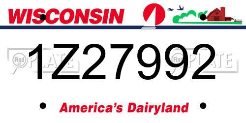 1Z27992 Wisconsin License Plate