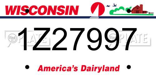 1Z27997 Wisconsin License Plate