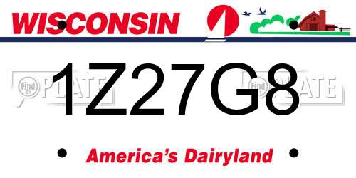 1Z27G8 Wisconsin License Plate
