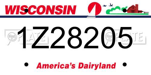 1Z28205 Wisconsin License Plate