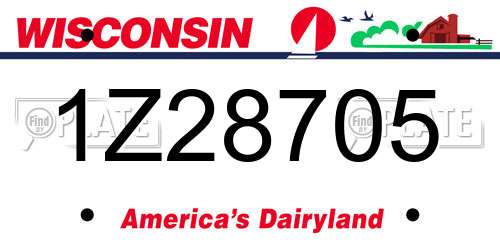 1Z28705 Wisconsin License Plate