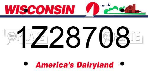 1Z28708 Wisconsin License Plate