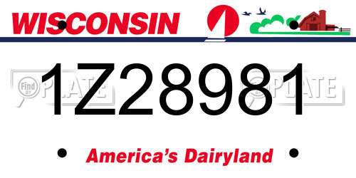 1Z28981 Wisconsin License Plate