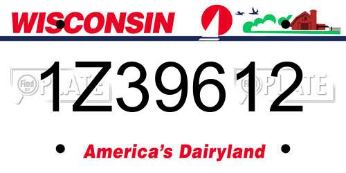 1Z39612 Wisconsin License Plate
