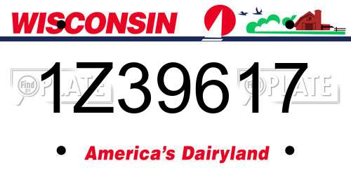 1Z39617 Wisconsin License Plate