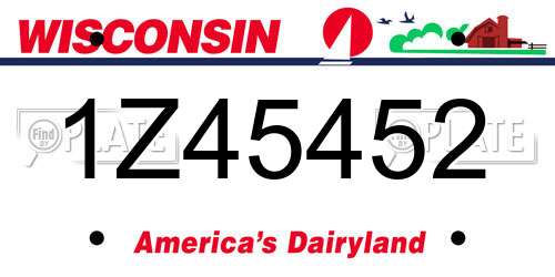 1Z45452 Wisconsin License Plate